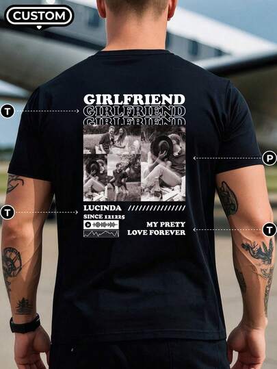 Customized Personalized Men's T-Shirts, Comfortable And Fashionable.Add Pictures (Patterns/Selfies/Family Photos/Friends Photos/Logos, Etc.) And Design Your Own Personalized Printed Tops As Gifts For Girlfriends. Wedding Gift, Party Costume.And Customize Exclusive T-Shirts.