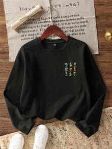 Áo thun tay dài in hình Brainrot Ý dành cho bé trai tuổi mới lớn, Áo thu/đông - màu đen - Xem 6