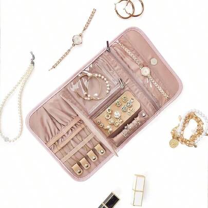Jewelry Organizer Case, Foldable Jewelry Roll For Rings, Necklaces, Earrings, Bracelets &Amp; Brooches, Portable Storag...