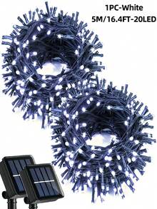 1 pieza Luces de cadena solares, 20/50/100/200 LED Luces de Navidad, Luces de hadas inteligentes con 8 modos - Luces impermeables para exteriores para árbol, patio, jardín, boda, festival, Navidad, Año Nuevo, balcón, cerca (Blanco frío, Blanco cálido, Morado, Multicolor)