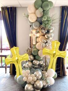 1/2/3 piezas Globos con tema de cruz de comunión y , adecuados para fiesta de , fiesta de cumpleaños, decoración del hogar, decoración de oración, decoración de boda - Multicolor - Ver 5