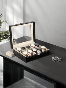 1Pc Luxury Large Capacity Watch Storage Box, 10-Slot Watch Box, Jewelry Organizer Display Case, Watch Display Case, Display Stand Holder For Watches, Bracelets, Watch Organizer Box For Men & Women Organizer Storage Box, Mechanical & Electronic Watch Organizer, Perfect Gift Display Box PU Leather Case, Watch Storage Box, Clock Display Box, Home Organization And Storage, Room Decor, Gift For Men And Women, Travel Valentine Day Back To School (2-7 Daysmust Arrive) - 彩色 - 查看 9