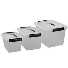 Plastic Storage Bins With Handles 3 Pack Clear Latching Box 12 Quart 6 Quart 3.5 Quart