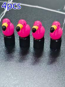 Juego de 2/4 tapas de válvula de neumático con diseño de flamenco - Fabricadas en aleación de aluminio y resina de colores, adecuadas para coches, bicicletas, camiones y motocicletas, regalo perfecto para las fiestas