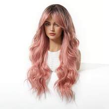 26-Inch Middle Part Long Body Wave Wigs Ombre Pink Wigs,Heat Resistant Synthetic Wigs For Women,For Cosplay,Daily,Party - Màu hồng ombre - Xem 3