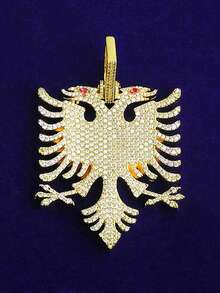 DUBSS 男士镶钻双面凤凰项链吊坠，5A级立方氧化锆镀金嘻哈饰品 - 動物 - 查看 13