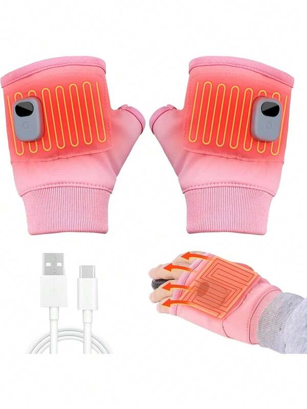 男女通用可充电加热手套 - 露指冬季手套，可调节腕带，符合人体工学设计，保暖手套，适合骑行、滑雪、工作、户外活动 - 男女通用保暖手套，带电池指示灯，春夏精选，伴娘礼物，房间装饰，卧室装饰，海滩，旅行，男士适用，女士适用，度假，妇女节，旅行必备，婚礼回礼，Y2K，卧室，汽车配件，厨房装饰，可爱小物