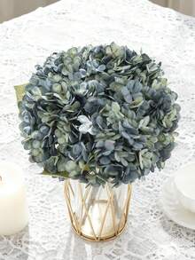 1/80 szt. Romantyczne sztuczne kwiaty hortensji, ozdoby centralne, plastikowe kwiaty, jedwabny bukiet do dekoracji domu, dekoracji ślubnych, wiosennych, pokoju, akcesoriów kuchennych, jadalni, sypialni, łazienki, hotelowych prezentów na imprezy, doręczna kompozycja kwiatowa na Walentynki, salon/dekoracja stołu/bukiet panny młodej/ogród na zewnątrz - Niebieski - Zobacz 10