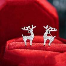 1对圣诞驯鹿女士时尚耳环，简约ins风设计，适合日常/派对佩戴，珠宝配饰，礼物 - 彩色 - 查看 7