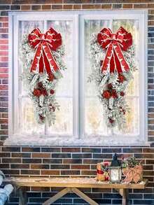 1/4 件装圣诞红色蝴蝶结，多耳圣诞树装饰丝带蝴蝶结吊坠，节日派对氛围装饰道具，家居生活用品，圣诞装饰用品，圣诞树装饰，圣诞派对圣诞氛围装饰道具，圣诞装饰，圣诞礼物，圣诞装饰，房间装饰，家居装饰，冬季圣诞装饰，家居圣诞礼物，圣诞装饰