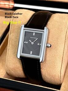 Pablo Raez 1pc Charming Couple Watches Vintage Man Women Wristwatch Stainless Steel Top Brand New Luxury Original Silver Color Jewelry Non Tarnish Black Lovers Clocks Wedding Watches Fashionable Design Wristwatch - Silver - View 16