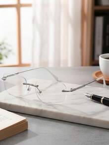 1 Paar Damen Randlose Metall Silberfarben Transparente Brille, geeignet für Outdoor-Aktivitäten, Geschäftsanlässe, Lesen, Straßenfotografie und Modeaccessoires. Kann mit Sehstärke-Gläsern ausgestattet werden. - A - Übersicht 13
