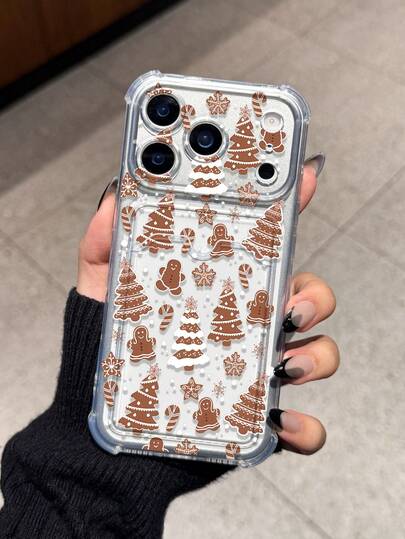 1pc Transparent Card Slot Phone Case, Precise Cutout Phone Protective Cover, Suitable For IPhone 16 Pro Max/16 Plus/16 Pro/16/17 Pro/Air, High Camera Protection, Anti-Fall, Christmas Gift