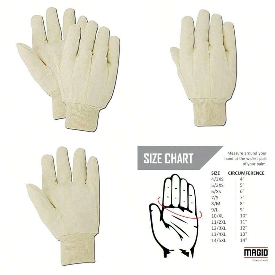 Magid Glove & Safety T86-AMZN MultiMaster T86 Guantes de con patrón de clutas, 8 onzas, mezcla de algodón y poliéster, para hombre (tamaño grande), natural (paquete de 12)(default) - Multicolor - Ver 1