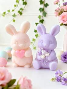 Easter Rabbit Silicone Candle Mold, 3D Rabbit Silicone Gypsum Craft Mold, Reusable And Easy To Demould, Suitable For DIY Fragrance Candles