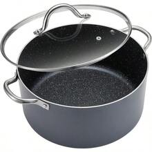 Cooking Pot, Large Non Stick Induction Stock Pot With Lid, All Stove Compatible, Aluminum Soup/Stew Pot For Large-Batch Cooking, Grey - 6 Qt - View 1