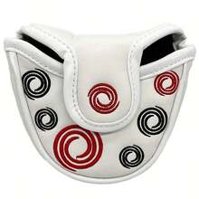 1pc Durable PU Leather Super Soft Embroidered Golf Club Head Cover With Magnetic Buckle, Putter Cover Suitable For Outdoor Enthusiasts Of Both Genders