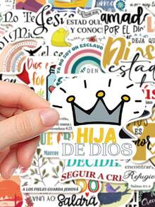 50pcs Spanish Bible Stickers Graffiti Decorative Patterns Non Repeatable One Time Use Suitable For Pocket Books Desks Pencil Pouches Office Chairs Bookshelves Office Supplies & Accessories Water Bottle Decorative Stickers Easy Peel & Stick Great For Winter And New Year!
