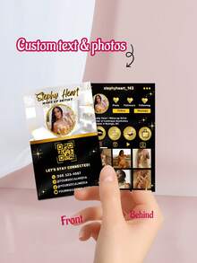 Customized Personalized Hair, Eyelash, Beauty Business Cards, 200/500/1000pcs, Double-Sided QR Code Social Media Contact Cards, Customized Photo & Text Business Card Template Design