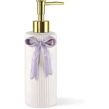 Hanade Ceramic Bow Soap Pump Dispenser Hand Lotion Liquid Dispenser Refillable For Kitchen And Bathroom Drative (Ribbon Lavender),27473227 - 淡紫色 - View 1
