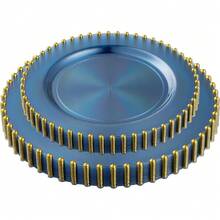 New  32 Piece Combo Plastic Dinner PlatDisposable Plastic Fancy Heavy Duty Party Dish7 Inch And 10 Inch, Translucent Blue And Gold Beaded - Translucen Blue - Gold Beaded Collection - View 7
