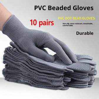 10 Pairs Dotted Anti-Slip Durable Work Gloves, Thin Coated Driving/Handling Gloves, Outdoor Sports & Gardening Gloves