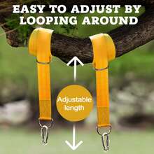 6pcs Tree Swing Hanging Kit - 5cm Wide Yellow Straps With Two Alloy Carabiners - Includes Tree Protection Spacers - Easy & Fast Installation For All Types Of Swings