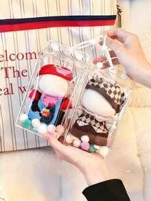 1pc Transparent Dust Cover - Square Storage Bag, Waterproof, Ideal For Protecting, Storing And Displaying Plush Toys Or Collectibles In Wardrobes And Shelves, Clear Protective Case For Dust-Proof Organization, Durable, Lightweight And Easy To Clean, Maintains Plush Texture And Color, Unobtrusive, Modern Aesthetic, Doll Not Included, Versatile, Space-Saving, Giftable, Great For Home, Office Or Display Corners - Clear - View 1