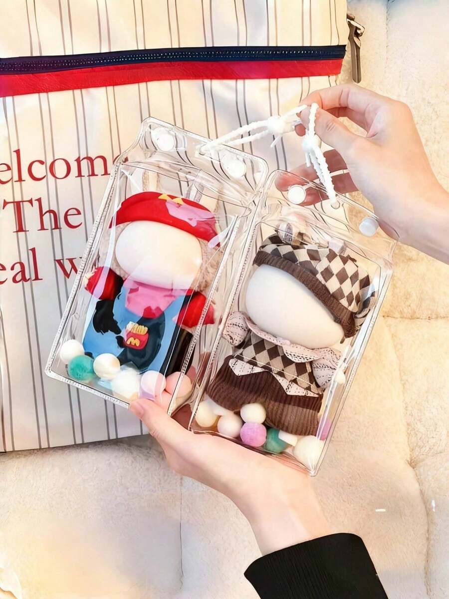 1pc Transparent Dust Cover - Square Storage Bag, Waterproof, Ideal For Protecting, Storing And Displaying Plush Toys Or Collectibles In Wardrobes And Shelves, Clear Protective Case For Dust-Proof Organization, Durable, Lightweight And Easy To Clean, Maintains Plush Texture And Color, Unobtrusive, Modern Aesthetic, Doll Not Included, Versatile, Space-Saving, Giftable, Great For Home, Office Or Display Corners - Clear - View 1