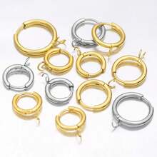 12/14/16/18/20mm Edelstahl Kreuz Schweißring DIY Zubehör, minimalistische Spiralohrringe, vergoldete galvanisierte Ohrringe