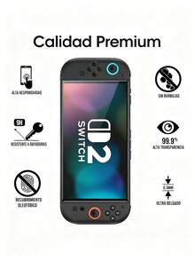 VIAJELUZ Compatible para Nintendo Switch 2 Modelo 2025 Protector Pantalla, Mica Cristal Vidrio Templado, Cobertura Total de 7.9 Pulgadas, Transparente Ultra HD, Anti-rasguños - Desnudo - Ver 3