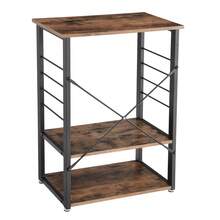 VASAGLE Kitchen Storage Rack On Wheels, Serving Cart With 3 Shelves, Kitchen Trolley, Microwave Rack, For Mini Oven, Toaster, With 6 Hooks, Industrial Style, Rustic Brown And Black - Rust Brown - View 10