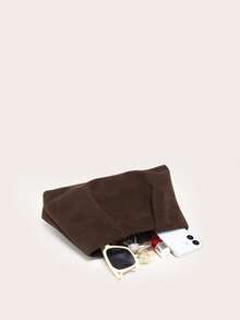 Women's Clutch Bag, Square Shape, Suede Material With Ruffle Cloud Pattern Design, Large Capacity, Fashionable For Travel And Shopping