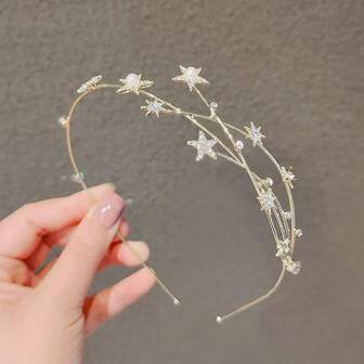 1pc Women's Fashion Rhinestone Studded Starry Headband, Versatile Minimalist Hair Accessory