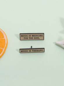 2pcs MUSIC IS THERAPY Enamel Needle Creative Quotes Brooch Jewelry Collar Badge Jewelry Gift For Friends - Multicolor - View 7