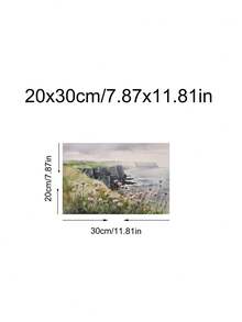 1pc Watercolor Painting Of Cliffs Of Moher, Thistle Flower Pattern, Emerald Isle Wall Art, Irish Coastal Scenery; Modern Floral Art Painting Of Spring Flowers In The Mountains, Suitable For Bedroom, Living Room, Kitchen, Dorm Decor; Ideal Gift For Friends And Family; Wall Art, Wall Decor, Home Decor, Room Decor; Canvas Wall Art, Poster; Framed Wall Art; Frame Options Available