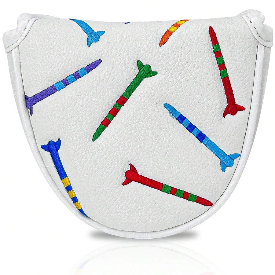 Colorful Striped Putter Cover - Combines Protection And Durability, Stylish And Beautiful, Ideal Choice For Young Golfers And Fashion Enthusiasts | Perfect For Daily Practice, Tournaments And Casual Outings - White - View 1