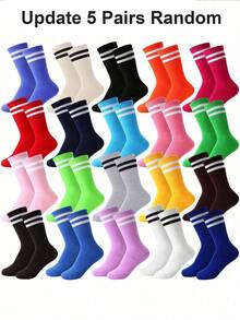 5 Paar zufällige gestreifte & bedruckte Damen Lässig Knöchelsocken, geeignet für den täglichen Gebrauch, Outdoor-Sport, alle Jahreszeiten, warm, atmungsaktiv, feuchtigkeitsableitend, toll als Halloween- oder Weihnachtsgeschenk - Verschiedenfarbig - Übersicht 13