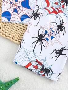 Young Boy Spider Print Long Sleeve Shorts & Swimsuit Set - Multicolor - View 5