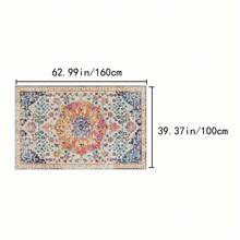 1pc Vintage Bohemian Outdoor Camping - Washable, Floral Pattern, Rectangular Shape, Rubber Backing, Patio, RV Camping, And Picnic Decor, Camping Accessories - Black - View 13