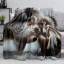 1pc Sunflower Animal Print Leopard Cowhide Retro Bohemian Teal Turquoise Flannel Throw Blanket 280GM,Lightweight Soft For Bed Couch Travel Office Camping, Thoughtful Gift For Men Women Family Friend Christmas Halloween Birthday,Suitable For All Seasons And Machine Washable - Style-4 - View 3