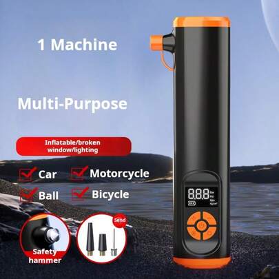 电动自行车充气泵，配备数字液晶压力表，150 PSI高压，可充电便携式空气压缩机，自动充气，适用于电动自行车、摩托车和踏板车。智能自行车充气泵，带液晶显示屏和Type-C接口，可用于轮胎充气、自行车充气、球类充气。