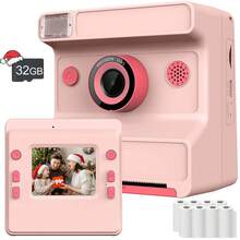 儿童相机即时打印套装，儿童即时打印相机，1080P高清数码相机，相机套装，便携式玩具，含3卷打印纸，圣诞节、生日和新年礼物，适合3-12岁男孩女孩的理想儿童玩具礼物 - 多色 - 查看 24