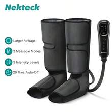 Nekteck Air Compression Leg & Foot Massager - Calf Relief, Circulation Boost - Adjustable Wraps W/ Remote For Home, Office, Travel - Comfort Relaxation - 深灰色 - 查看 10