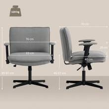 HOMCOM Office Chair With Folding Armrests, Wide Desk Chair With Linen Look, Adjustable Height, Steel Base, Grey (On Site) - 1 - 查看 2