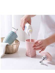 1PCS Empty Bottles Sink Washer Shampoo Pump Dispenser Shower Soap Dispenser Lotion Travel Container Shampoo Bottles Bottle Dispenser Refillable Press Bottle - 淺粉色 - 查看 3