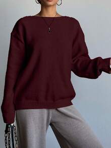 Maglione da donna Joy in maglia, novità autunno/inverno - Maglione di San Valentino autunno/inverno - Design con fiocco cavo sulla schiena, pullover reversibile a maniche lunghe per l'inverno