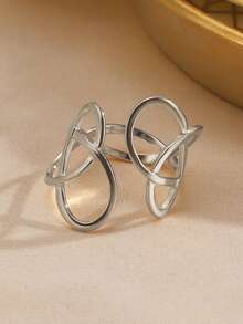 1件 时尚简约风格不锈钢开口戒指，ins设计几何戒指，适合女性日常佩戴，珠宝礼品。 - 開口戒指 - 查看 7
