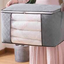 Clothes Storage Bags -Ziped Organizer Underbed Wardrobe Cube Closet Boxes - Grey - View 4