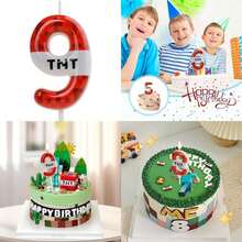 - Velas de cumpleaños con temática para niños y niñas, decoración de pasteles con píxeles para manualidades, número 5 , vela de cumpleaños con píxeles, suministros para fiestas de cumpleaños(Número 9) - Multicolor - Ver 1